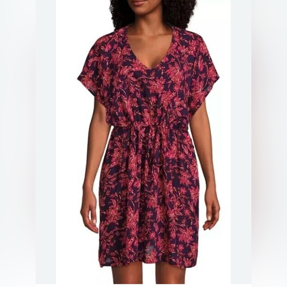 Pink and purple floral mini dress/ beach cover up NWT